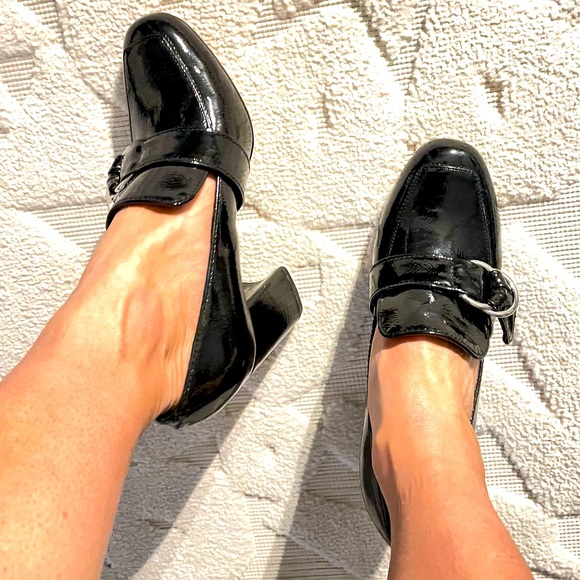 Marc Fisher Shoes - Marc Fisher black Mary Jane buckle heels patent leather 3” block heel size 6